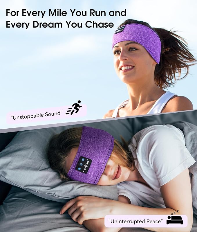 MUSICOZY Sleep Headphones Bluetooth 5.4 Headband, Wireless Earphones Music - Image 2
