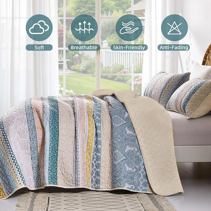 WONGS BEDDING Boho Quilt Set Full Size - Image 4