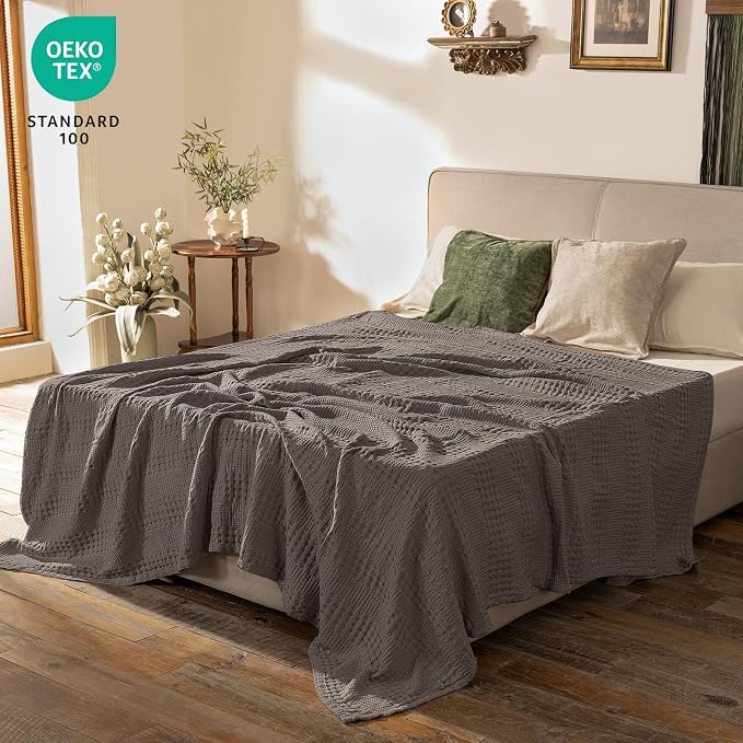 PHF Cooling Waffle Blanket Queen Size, Lightweight 60% Rayon from Bamboo & 40% - Image 3