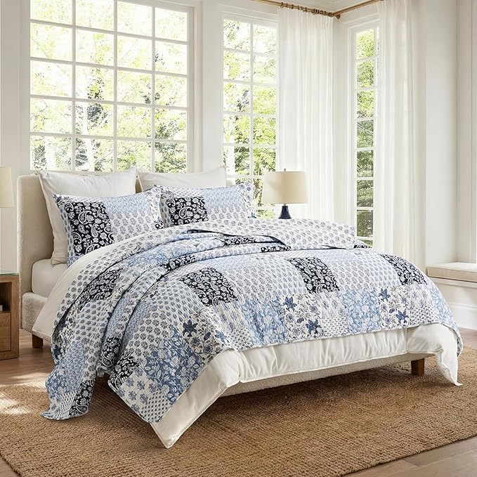 EverGrace Cotton Quilt Set Queen Size, 100% Cotton Reversible Lightweight - Image 6