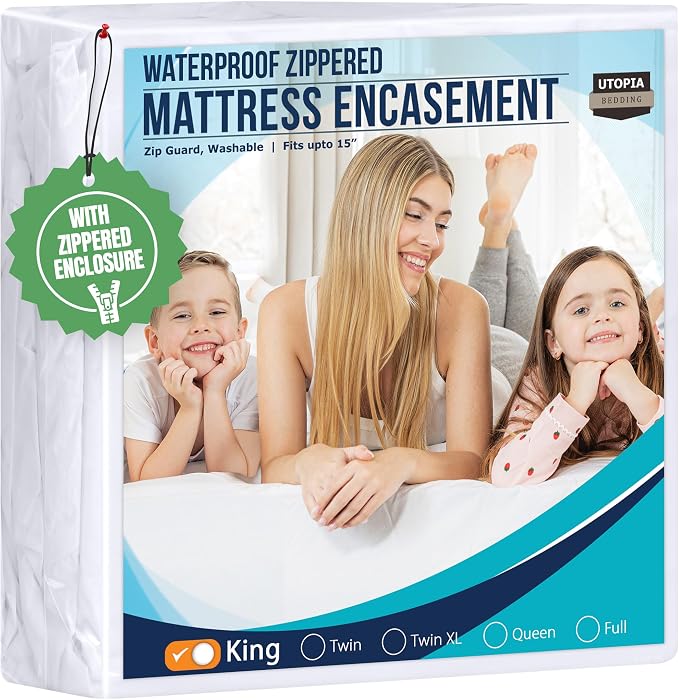 Utopia Bedding Mattress Protector Zippered King Size, 100% Waterproof Bed Bug by UTOPIABEDDING