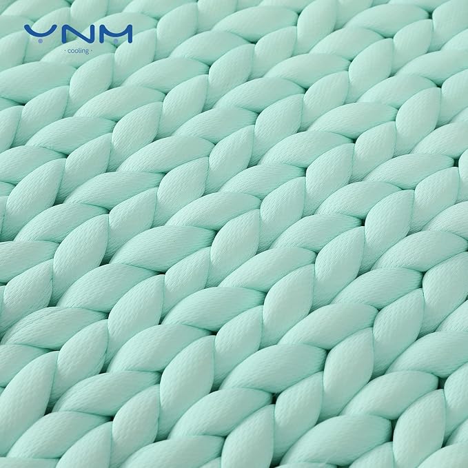 YnM Cooling Weighted Blanket, Handmade Chunky Yarn Knitted Design, Temperature - Image 2