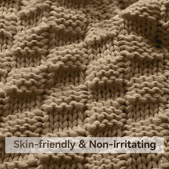 Knitted Weighted Blanket for Adult, No Beads Heavy Blanket 70” x 90'' 20lbs - Image 4