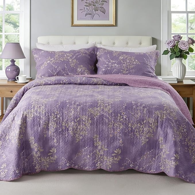 GOONE King Quilt Set 104x90, Lightweight Washed Coverlet, Reversible Spring & by GOONE