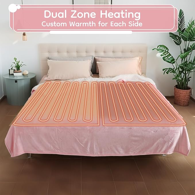 LaffyLo Electric Heated Blanket Queen Size 84 x 90, Dual Control, Fast Heating - Image 4