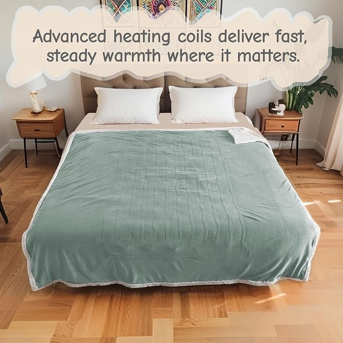 Electric Heated Blanket Full Size 72"x84", Soft Flannel - Image 7
