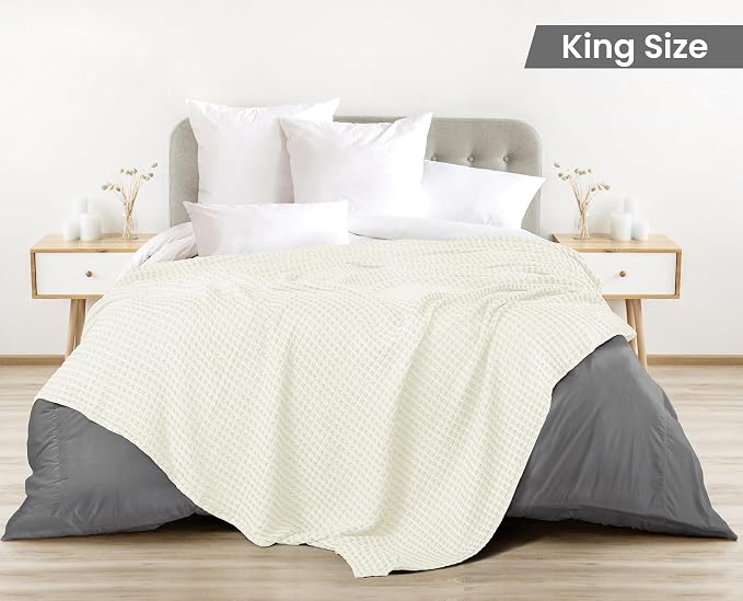 Utopia Bedding 100% Cotton Waffle Weave Blanket King Size - Image 3