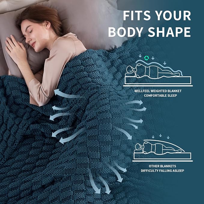 Knitted Weighted Blanket for Adult, No Beads Heavy Blanket 60” x 80'' 20lbs - Image 3