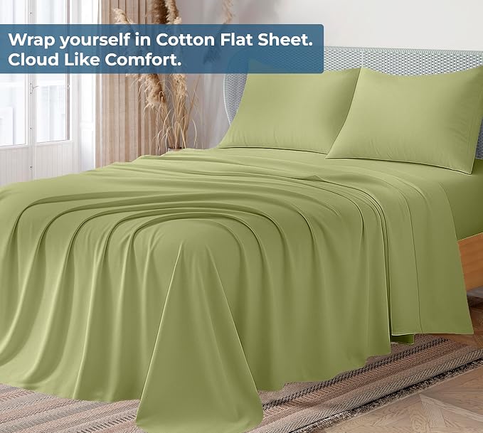 Royale Linens 100% Organic Cotton Twin XL Flat Sheet Only - Image 2