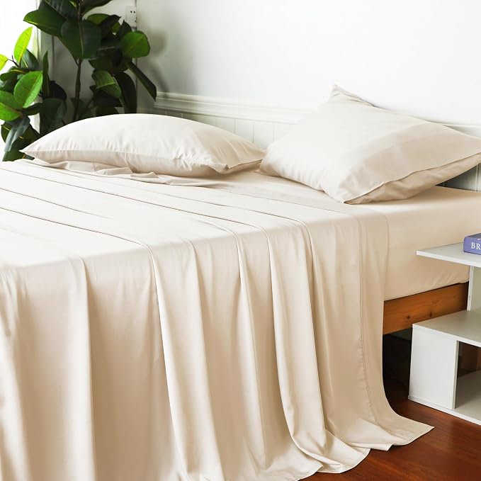 Bamboo Viscose Flat Sheets Only, 400 Thread Count Sateen Weave Queen Size Flat - Image 8