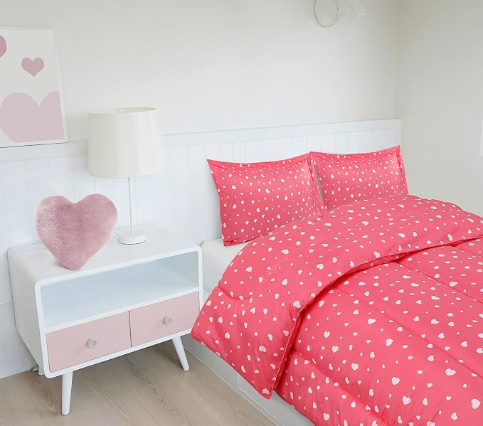 Utopia Bedding Heart Pink Kids Comforter Set - Image 5