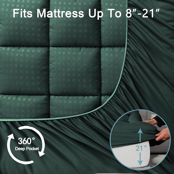 HYLEORY Twin XL Mattress Pad Quilted Fitted Mattress Protector Cooling Pillow - Image 5