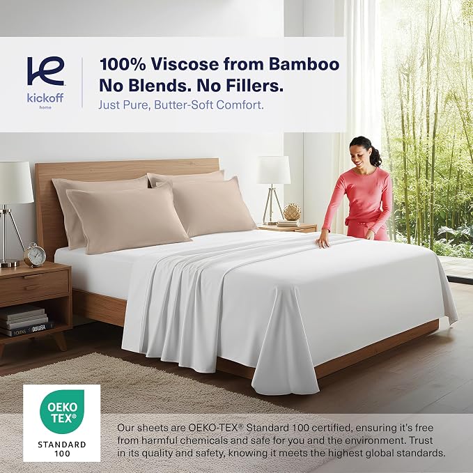 Kickoff Viscose Bamboo Pillowcase, 100% Organic Hidden Zippered Viscose Bamboo - Image 2