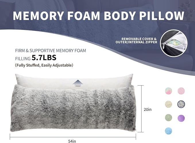 Fluffy Full Body Pillow for Adults 20x54 Long Big Body Pillow Cover Pillowcase - Image 7