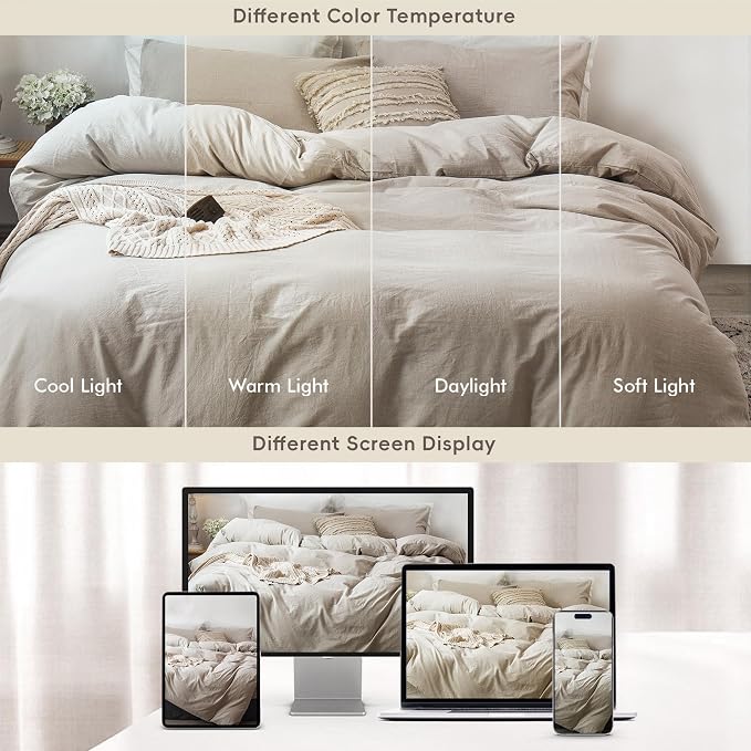 MooMee Bedding Duvet Cover Set 100% Washed Cotton Linen Like Textured - Image 7