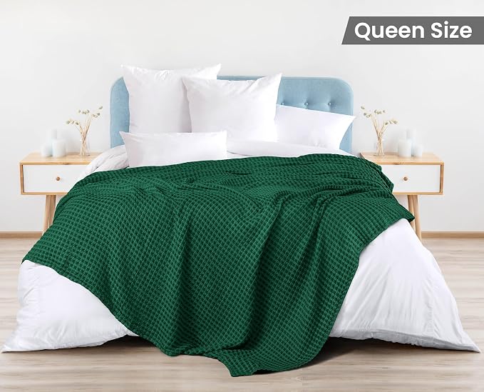 Utopia Bedding 100% Cotton Waffle Weave Blanket Queen Size - Image 2