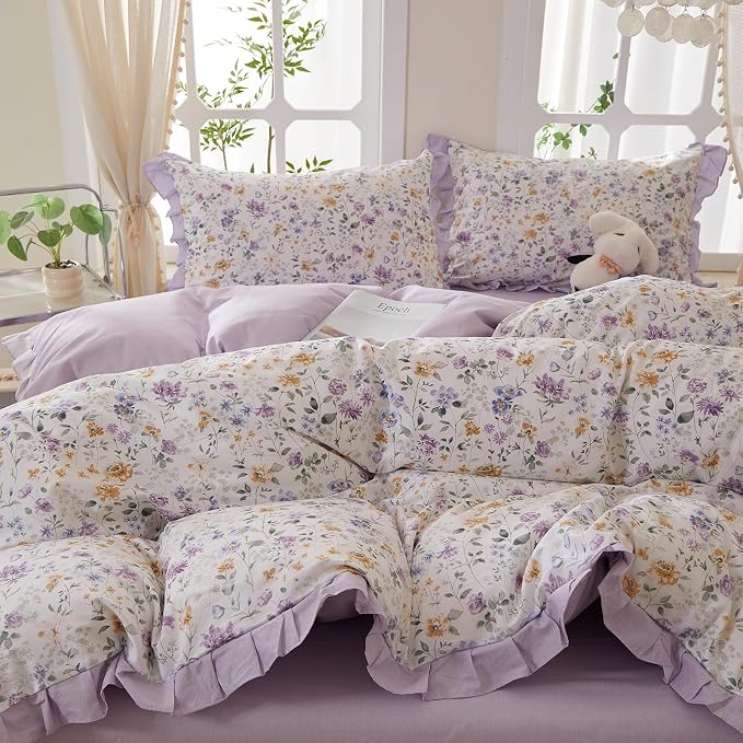 mixinni Floral Duvet Cover Set Twin XL Size, 100% Cotton 3-Piece Bedding Set - Image 5