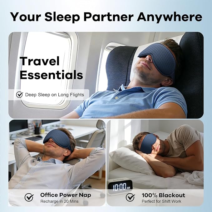 Weighted Blackout Sleep Mask for Men: 3D Contoured Zero Eye Pressure Sleep Mask - Image 8