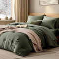 WRENSONGE Oversize King Size Comforter Sets, 7 Pieces Olive Green Bed in a Bag by WRENSONGE