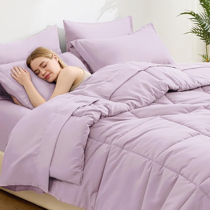 Love's cabin Twin XL Comforter Set Light Purple, 5 Pieces Twin XL Bed in a Bag - Image 3
