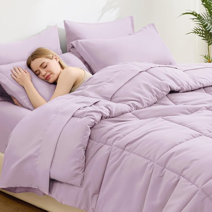Love's cabin Full Comforter Set Light Purple, 7 Pieces Full Bed in a Bag - Image 3