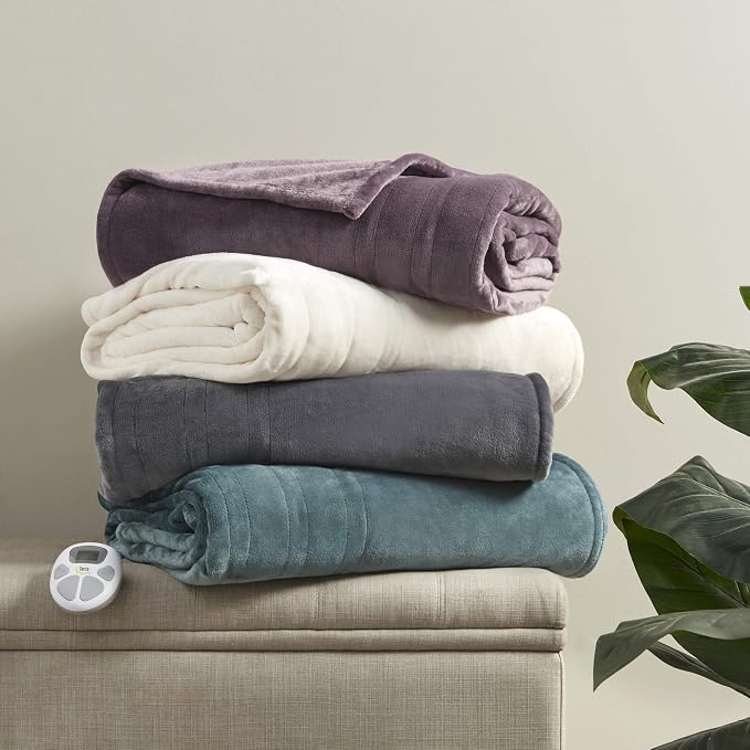 Serta Luxuriously Soft Plush Electric Blanket Fast Heating Cozy Cover, Safety - Image 8