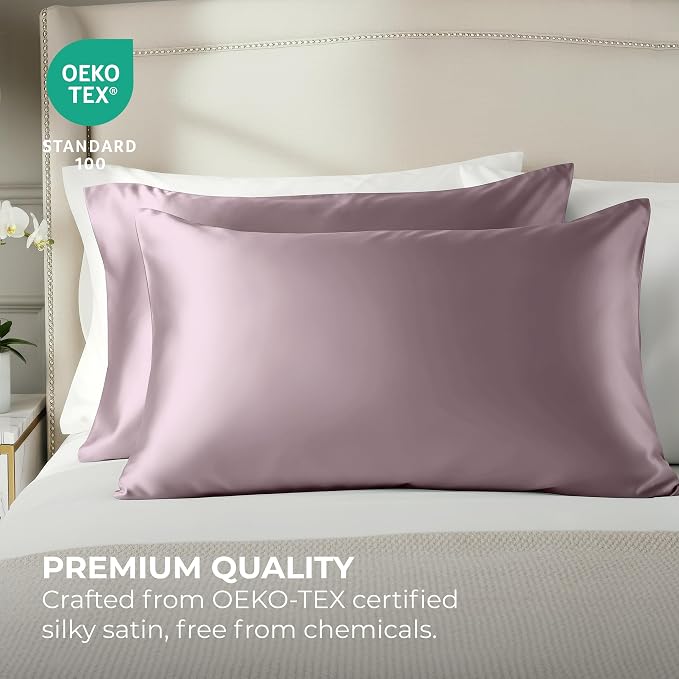 Pure Bedding Satin Pillowcase 2 Pack - Image 2