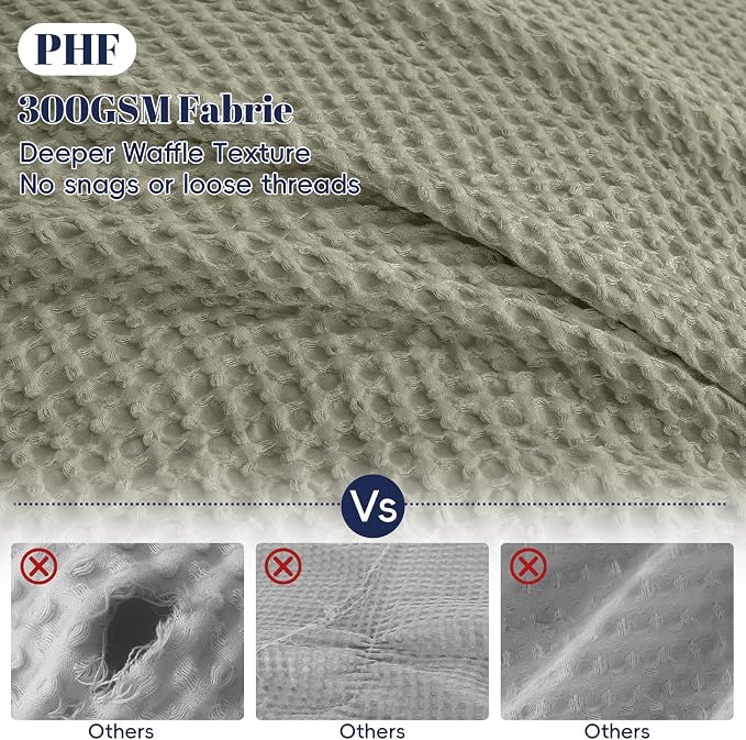 PHF Waffle Duvet Cover Set King Size, No Snagging Ultra Soft Luxury Textured - Image 3