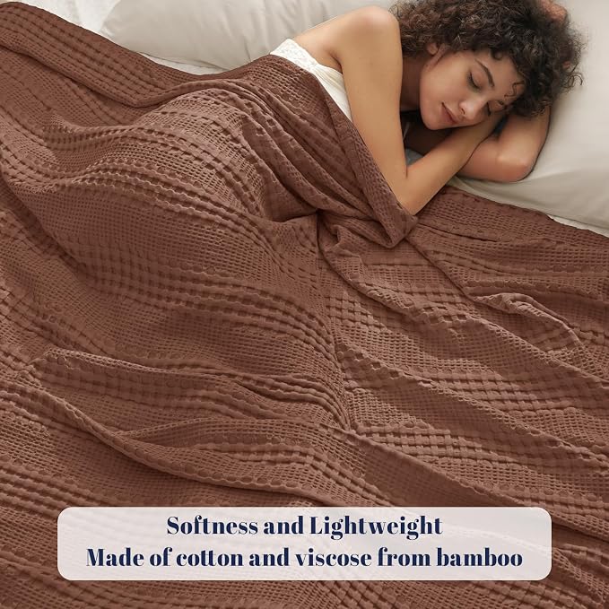 PHF Cooling Waffle Blanket California King Size, Lightweight 60% Rayon from - Image 3