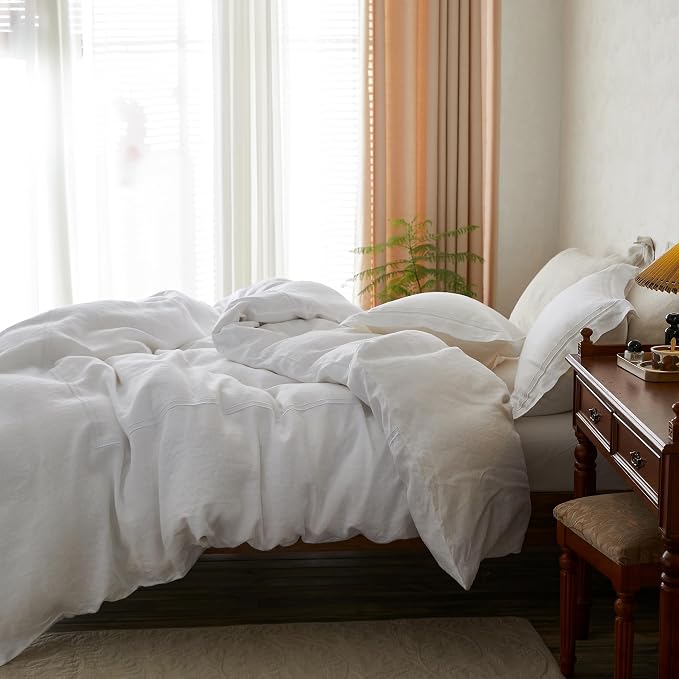 Simple&Opulence 100% Washed Linen Duvet Cover Set 78"x86" - Image 8