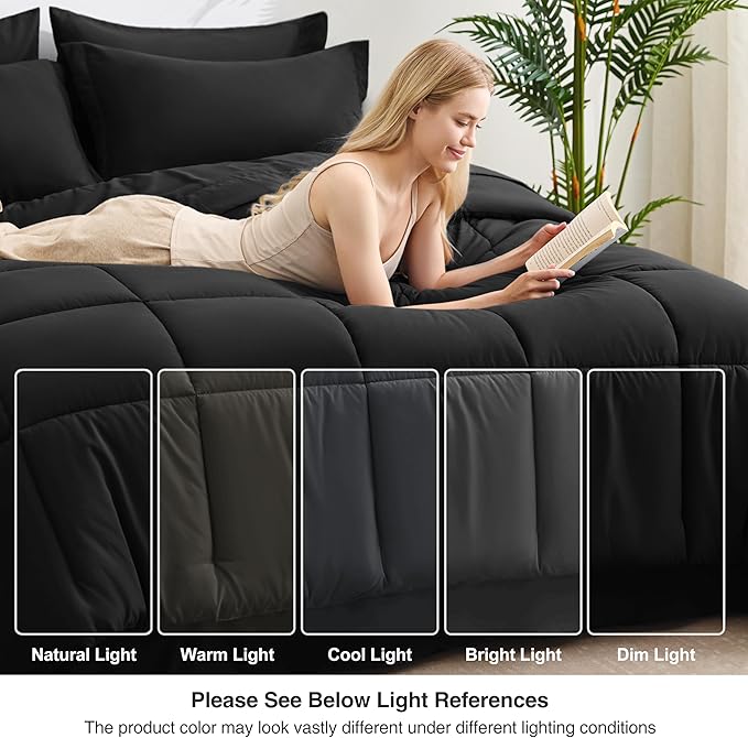 Love's cabin King Size Comforter Set Ash Black, 7 Pieces King Bed in a Bag - Image 7