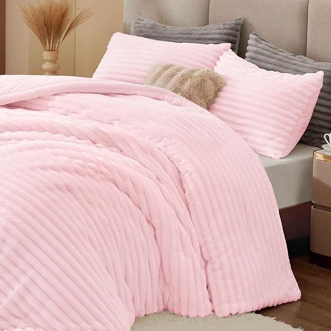BEDELITE Fleece Queen Comforter Set -Super Soft & Warm Fluffy Cherry Blossom - Image 5