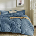 JELLYMONI Sierra Blue Duvet Cover Queen Size, Soft Breathable Seersucker Duvet by JELLYMONI
