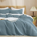 PHF Waffle Duvet Cover Set Queen Size, No Snagging Ultra Soft Luxury Textured by PHF
