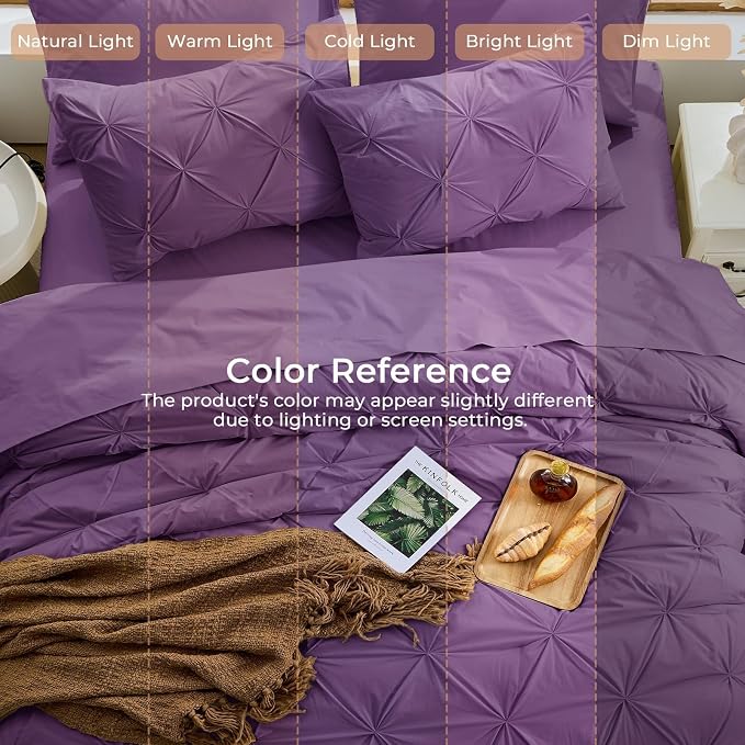 Sasttie Queen Comforter Set, 7-Piece Bed in a Bag, Pintuck Bedding Sets - Image 8