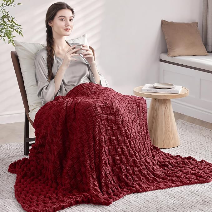 Knitted Weighted Blanket for Adults, Breathable Chunky Knit Blanket, Cooling - Image 7