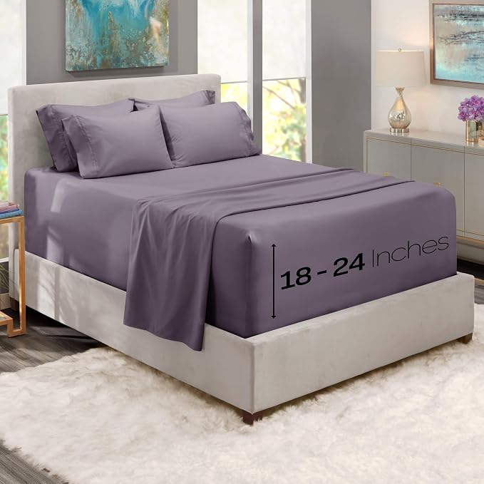 Hearth & Harbor Bed Sheets, Luxury Soft 6 Piece Bed Sheet Set Extra Deep Pocket - Image 2