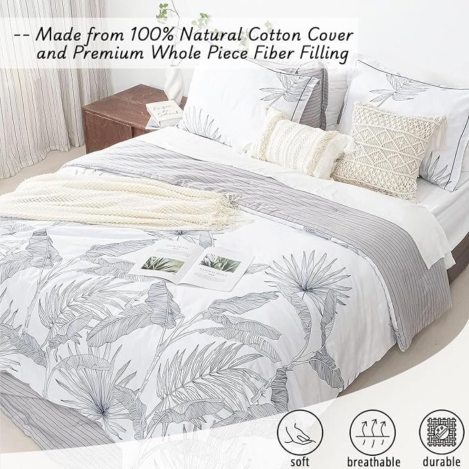 LEMIROE Botanical Cotton Comforter Queen Size - Image 2