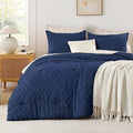 Andency Navy Blue Oversized Queen Comforter Set, Boho Soft Warm Bedding by Andency