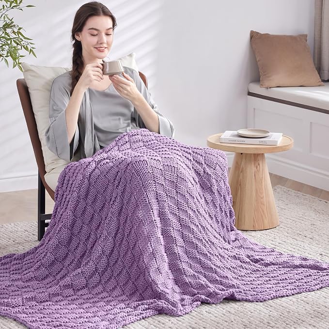 Knitted Weighted Blanket for Adult, No Beads Heavy Blanket 50” x 60'' 10lbs - Image 7