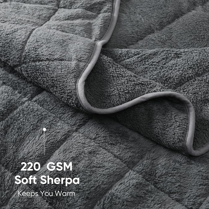 Sherpa Weighted Blanket for Adults, 15 lbs Furry Bed Blanket for Deep Sleep - Image 2