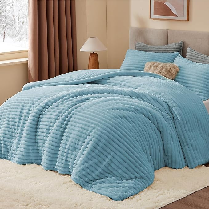 BEDELITE Fleece California King Comforter Set -Super Soft & Warm Fluffy Light - Image 3