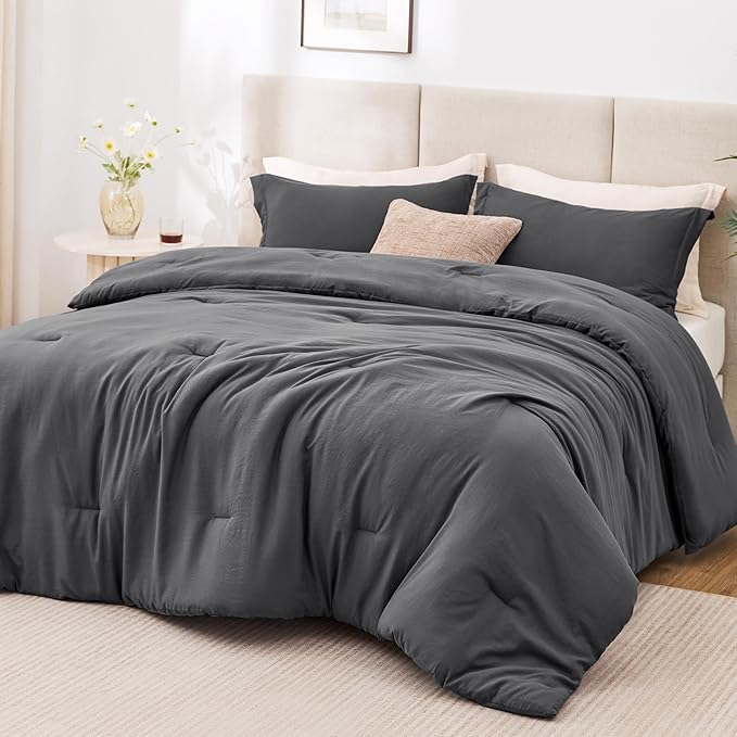 Love's cabin Dark Grey Twin/Twin XL Comforter Set, 2-Piece Prewashed Bed Set by Lovescabin