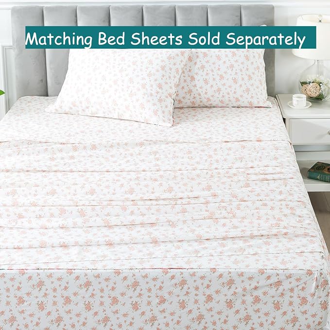 FADFAY Full Duvet Cover Set Pink Floral Comforter Cover 100% Cotton Girls Pink - Image 6