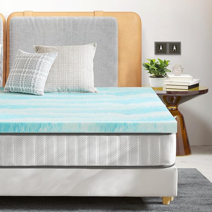 Sweetcrispy Mattress Topper Queen, Memory Foam 2 Inch Thick Gel Infused Cooling - Image 3