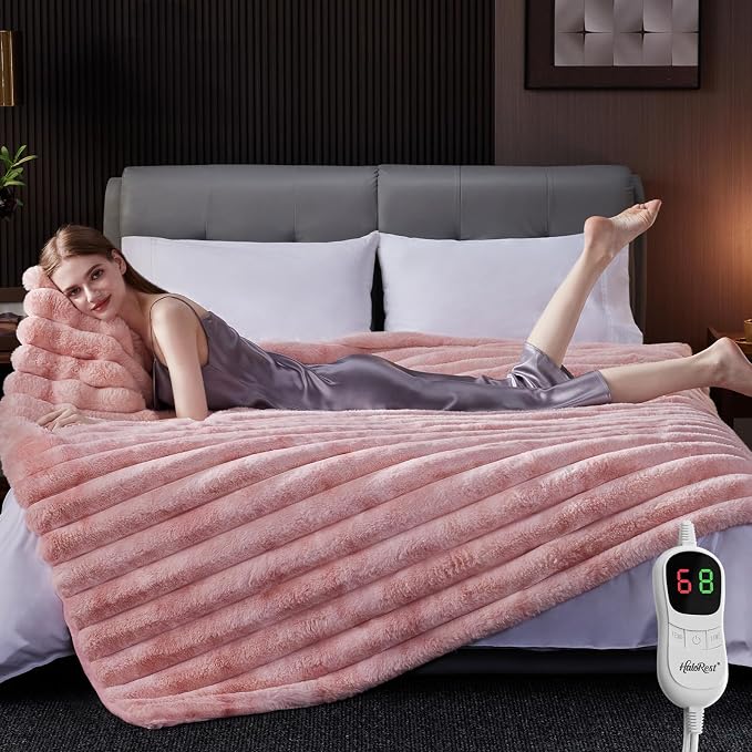 Heated Throw Blanket, Faux Fur Cozy Heating Blanket - Image 5