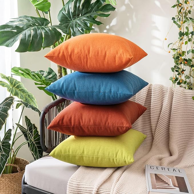 MIULEE Pack of 2 Decorative Outdoor Solid Waterproof Throw Pillow Covers Euro - Image 7