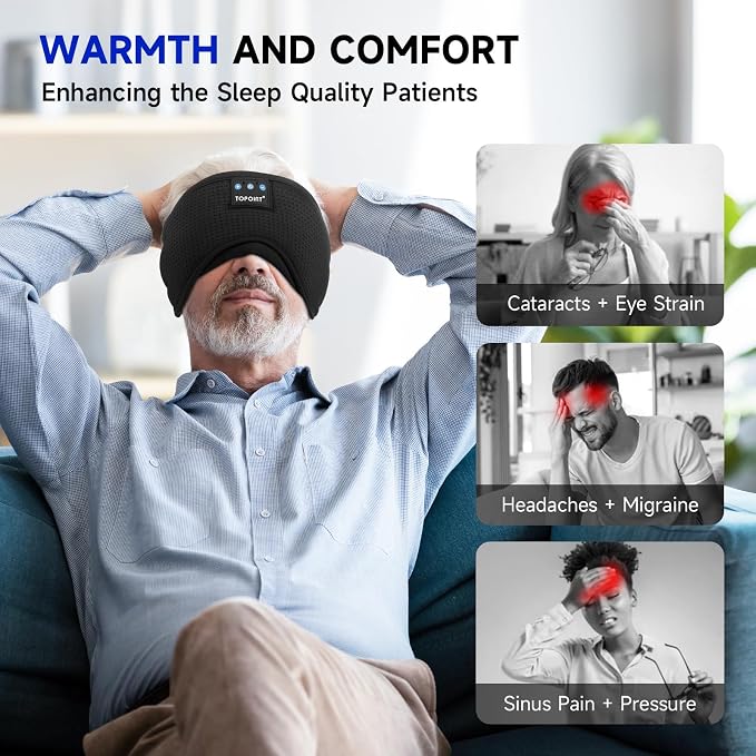 TOPOINT Sleep Mask Headphones Bluetooth Wireless 5.4, Breathable Cotton Eye Mask - Image 7