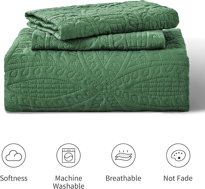 Love's cabin Quilts for Full Bed Olive Green Bedspreads Bedding Set - Image 8
