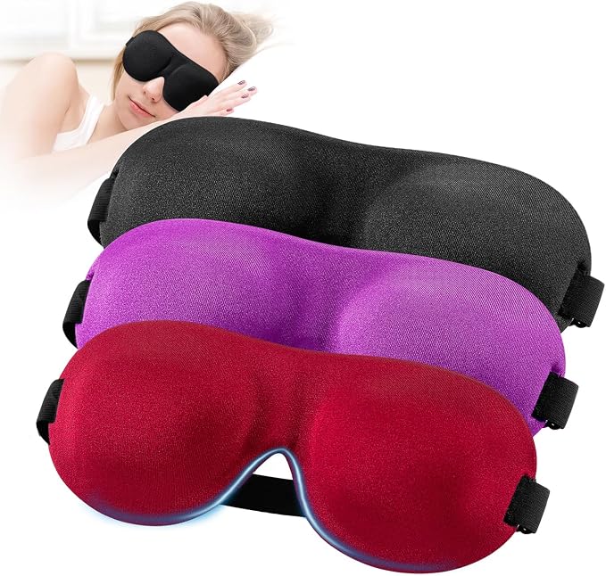 YIVIEW Sleep Mask for Back and Side Sleeper Pack of 3, 100% Light Blocking 3D by YIVIEW